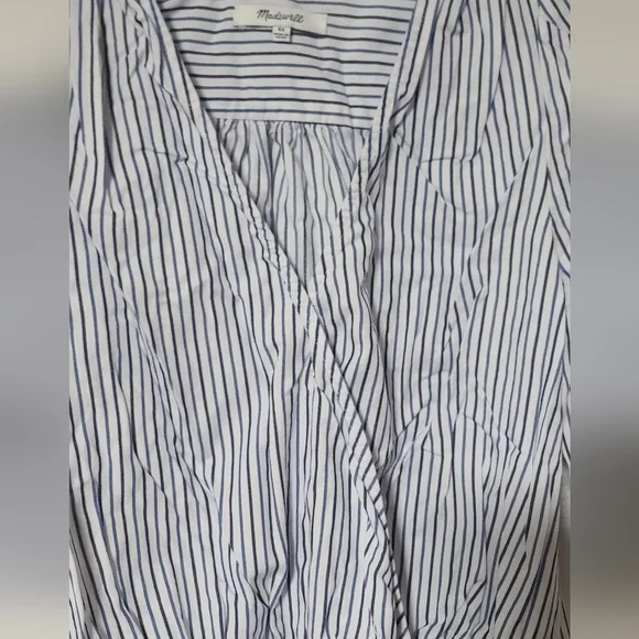 Madewell Blue Stripe Wrap Blouse - Women's - Picture 6 of 10